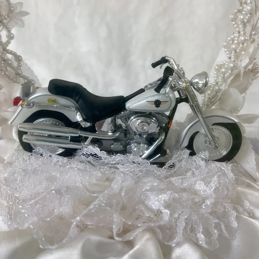 Vintage Bakery Crafts Wedding Cake Topper w/miniature Harley Davidson Motorcycle